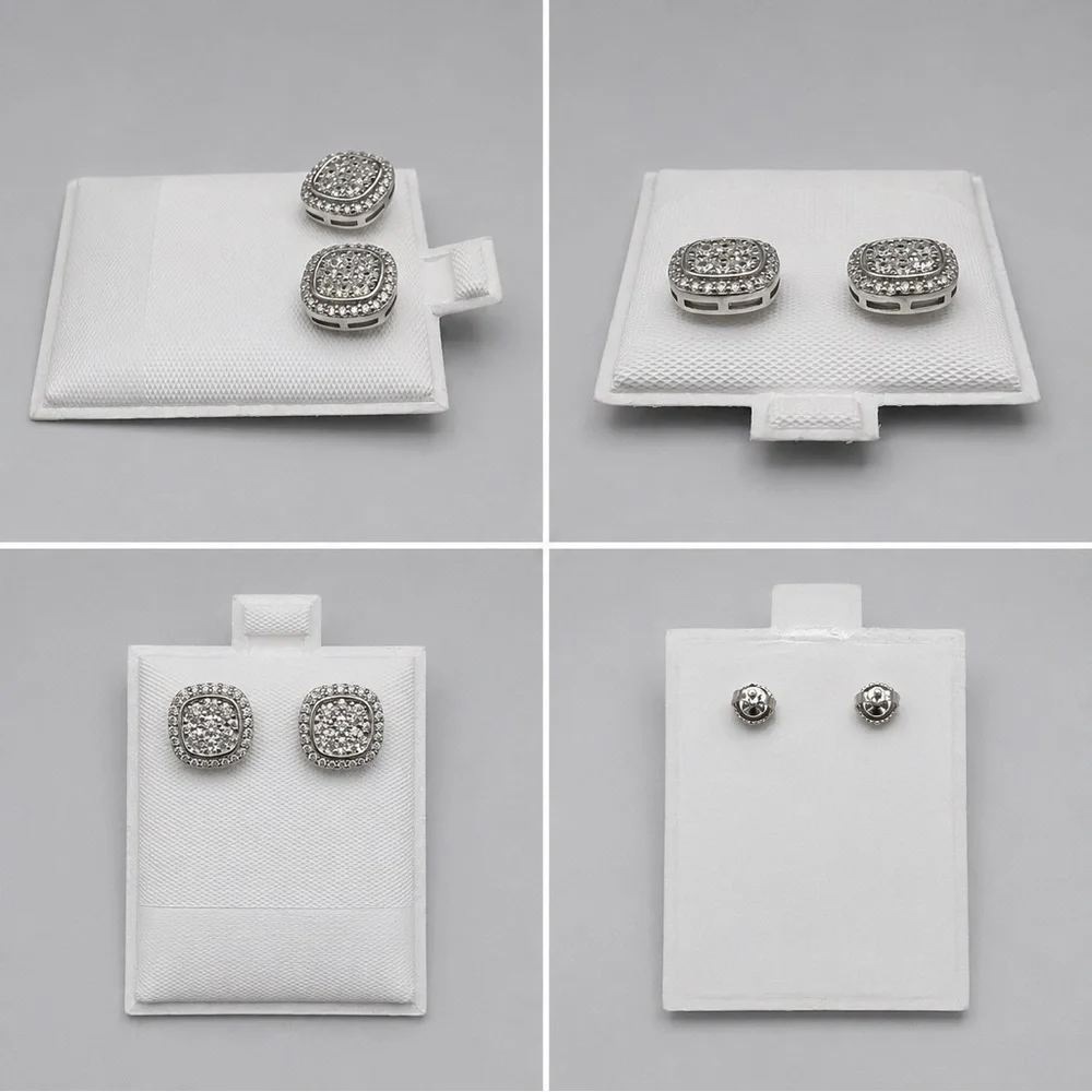 925 Sterling Silver Pavé Square Stud Earrings  Screw Back 1.00CT MOISSANITE